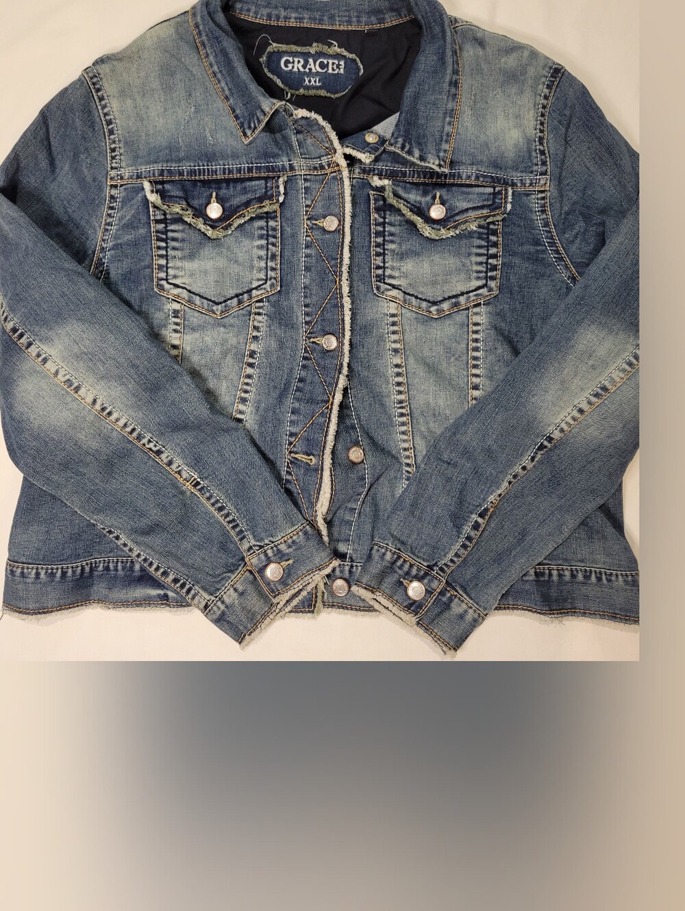 Grace In LA Faded Denim Jacket